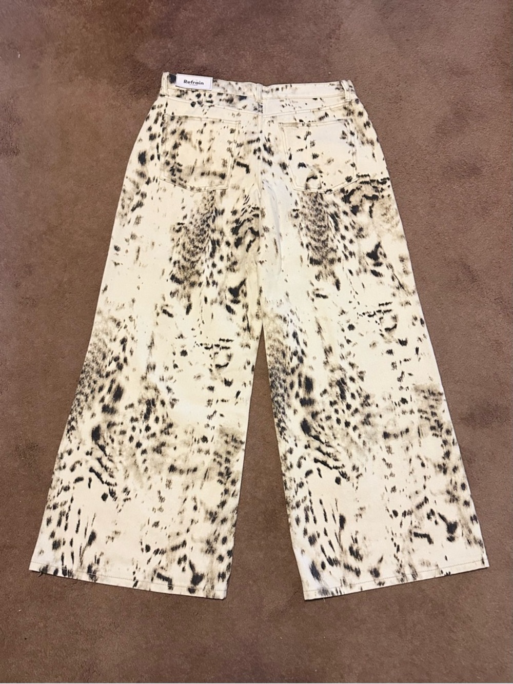 Women’s Wide Leg Leopard / Animal Print Jeans 9 / 29 NWT Refrain - Picture 7 of 11